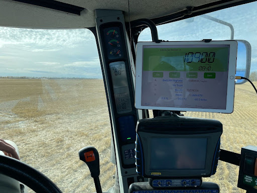 The inside of a tractor cab